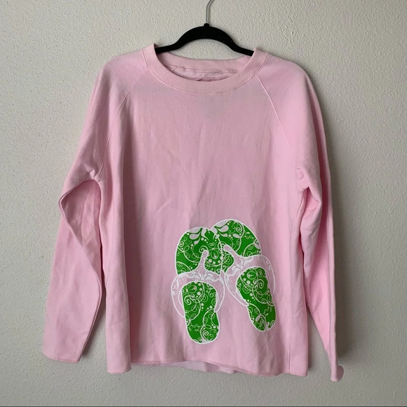 Soft as a Grape pink flip flop resort crew neck pullover S - Picture 1 of 6